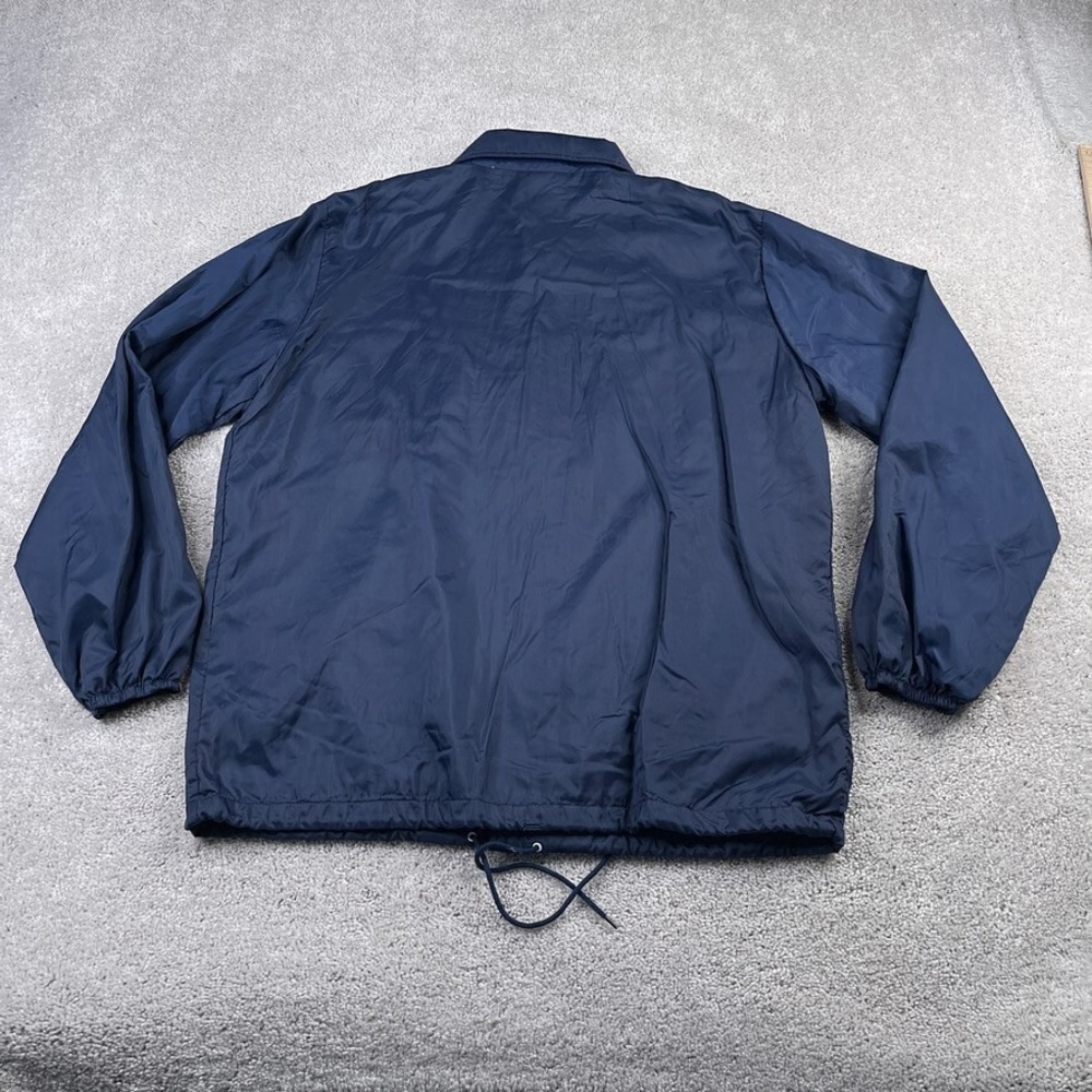 VINTAGE Cheetah Jacket Mens Medium Blue Warm Up Lined Satin Windbreaker 80s - Picture 10 of 14